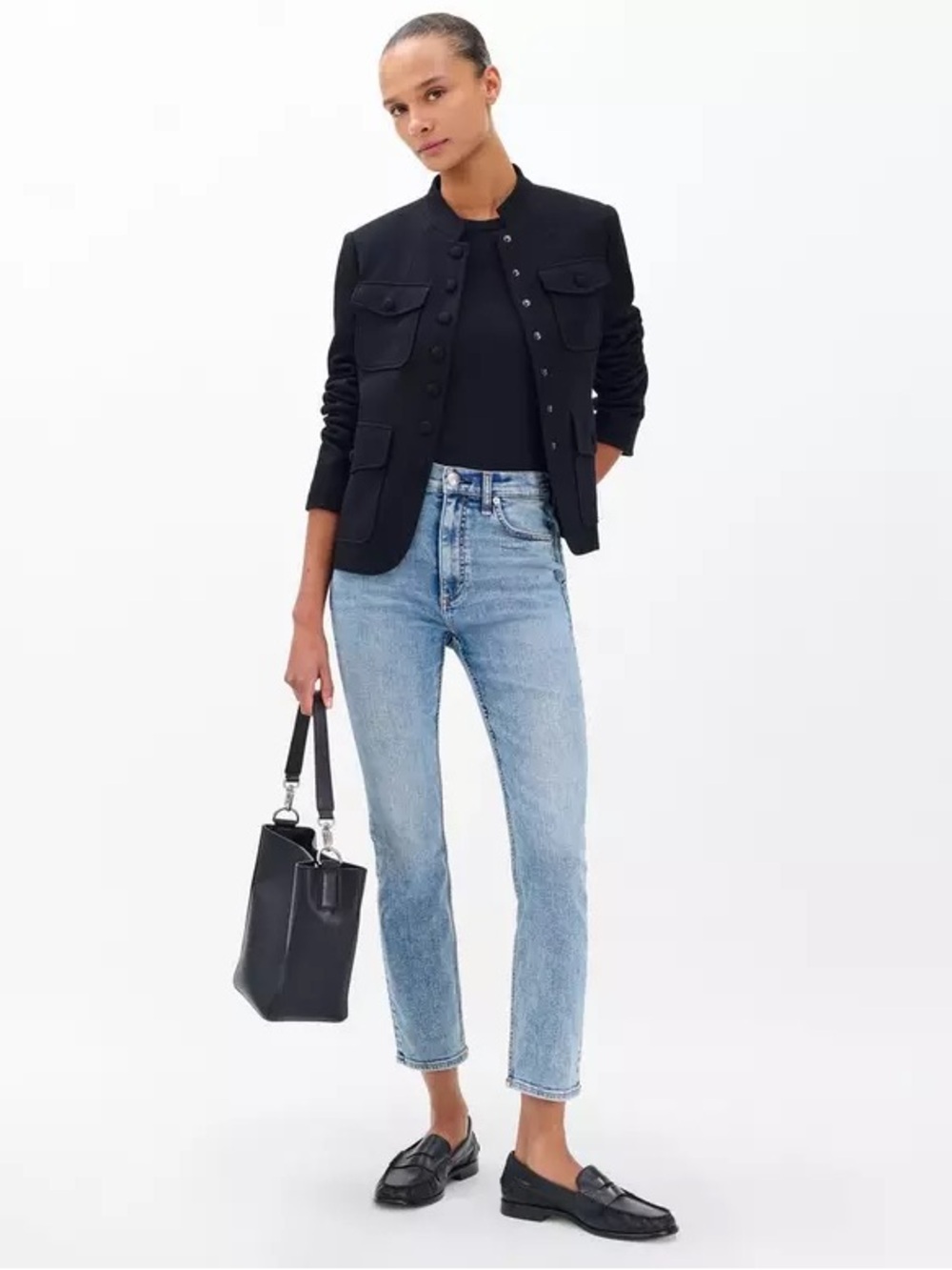 Rag & Bone Wren High-Rise Slim Straight Jeans Ankle Light Blue